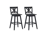 Set of 2 360-Degree Swivel Bar Stools for Home Restaurant