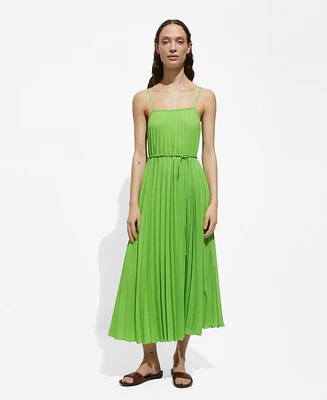 Mango Women's Bow Detail Pleated Dress