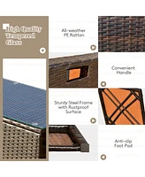 8PCS Patio Rattan Furniture Set Space-Saving Storage Cushion