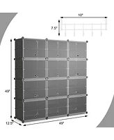 Portable Shoe Rack Organizer 12-Cube 48 Pair Shelf Storage Cabinet w/Hook