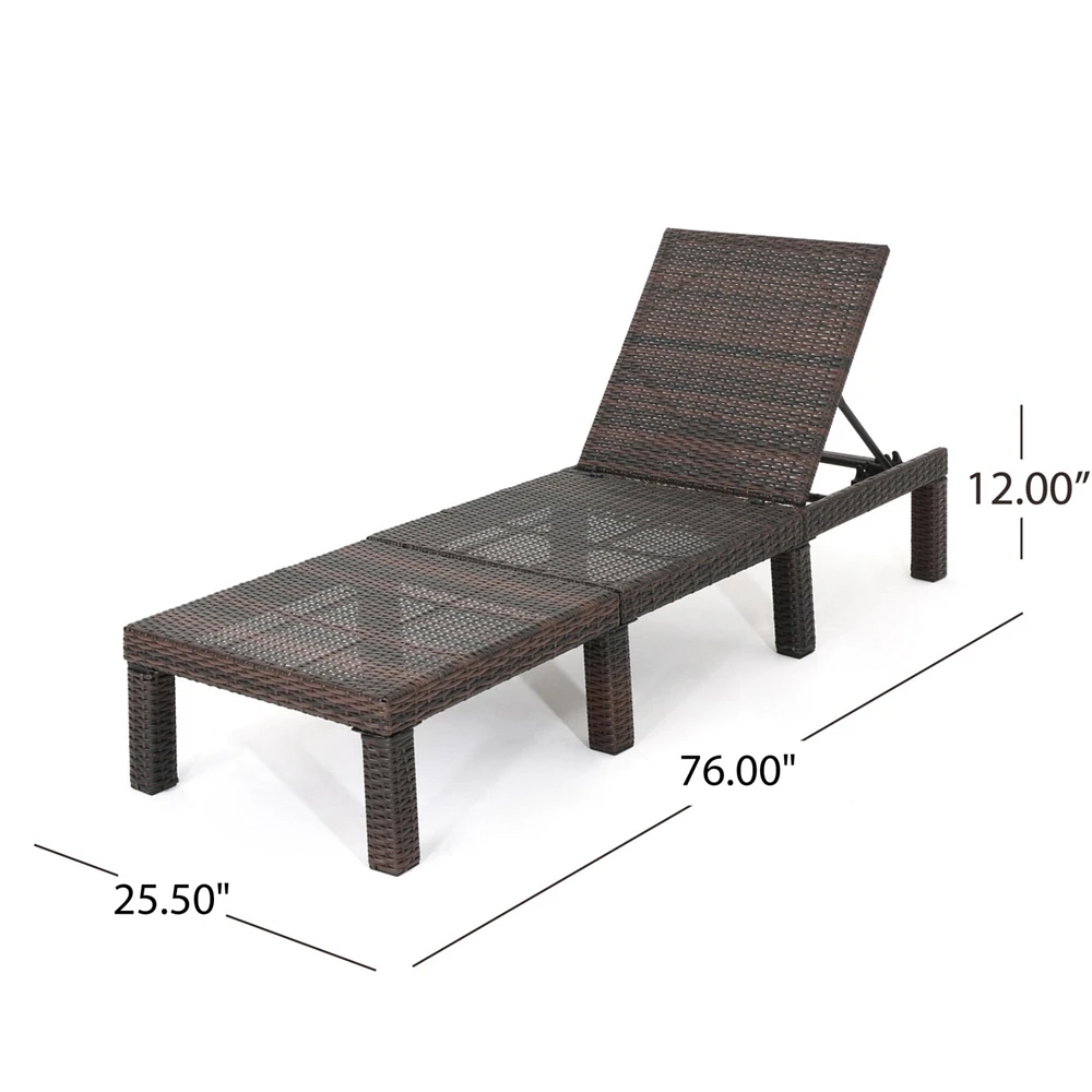 Simplie Fun Adjustable Wicker Chaise Lounge with Iron Frame for Outdoor Comfort