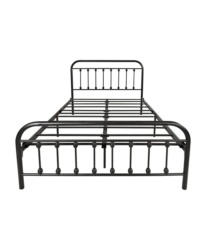 Full Metal Platform Bed Frame With Headboard Strong Slat Support No Box Spring Needed
