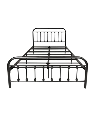 Full Metal Platform Bed Frame With Headboard Strong Slat Support No Box Spring Needed
