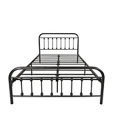 Full Metal Platform Bed Frame With Headboard Strong Slat Support No Box Spring Needed