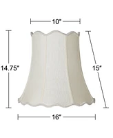 Creme Medium Scallop Bell Lamp Shade 10" Top x 16" Bottom x 15" Slant x 14.75 High (Spider) Replacement with Harp and Finial - Springcrest