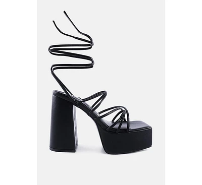 Anvil metallic block heeled lace up sandals