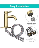 Aquaterior Single Handle Bathroom Vessel Faucet Mixer Tap with Pop-up Drain