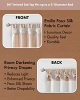 Madison Park Emilia Twist Tab Lined Window Curtain Panel, Single Curtain with Privacy Lining for Bedroom and Living Room, 108 inch length Single Curta