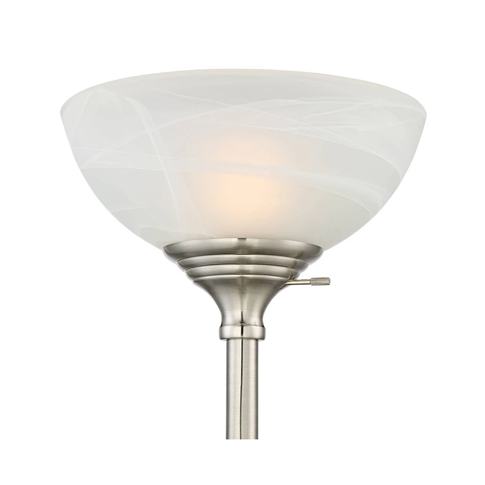 360 Lighting Ellery Modern Tree Torchiere Floor Lamp Standing 3-Light 72" Tall Brushed Nickel Silver Frosted White Glass Shade Decor for Living Room R