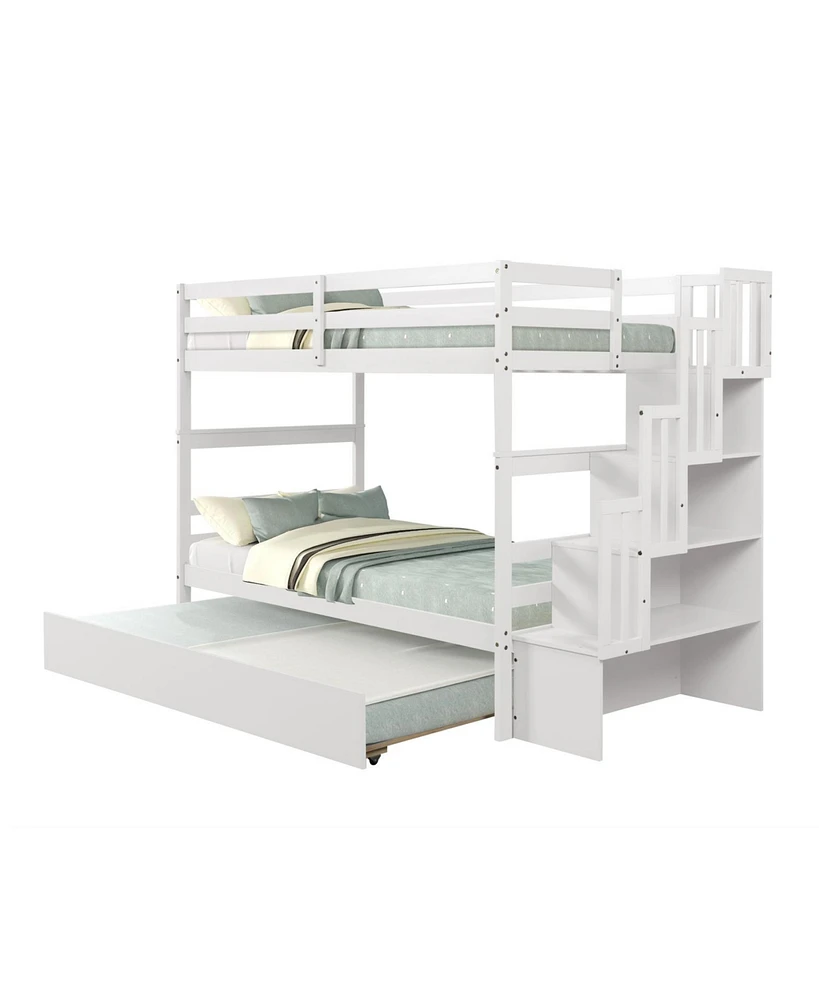 Bunk Beds Twin Over Twin Stairway Storage Function
