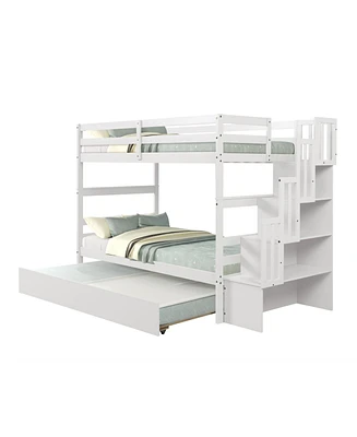 Bunk Beds Twin Over Twin Stairway Storage Function
