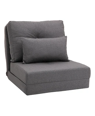 Homcom 2-in-1 Floor Lazy Sofa with 5 Position Adjustable Backrest, Dark