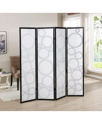Arvada 4-Panel Wood Room Divider with Circle Pattern