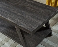 Replicated Wood Shelf Coffee Table in Charcoal Finish