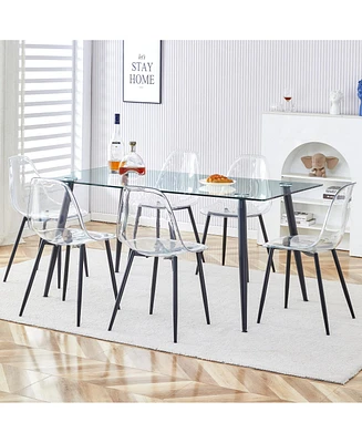 Sturdy Glass Dining Table and 6 Chairs, Easy to Clean and Assemble