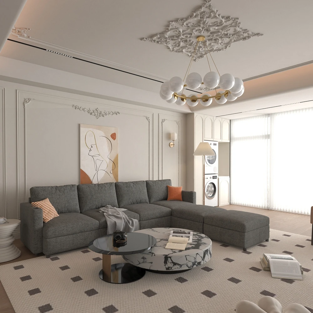 Spacious and Versatile Sectional Sofa with Storage and Ottoman Options