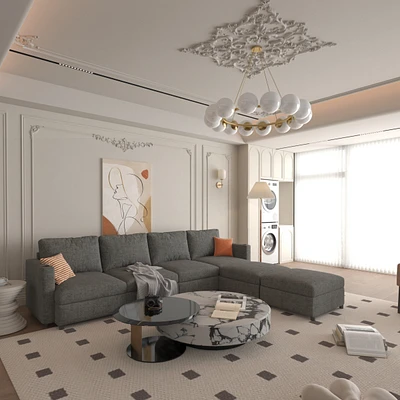 Spacious and Versatile Sectional Sofa with Storage and Ottoman Options