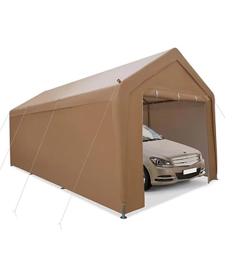 10x20FT Patio Heavy Duty Carport Garage Removable Sidewall Zippered Door Outdoor