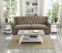 Contemporary 3-Piece Wood Shelf Coffee Table Set in Weathered Gray and Beige