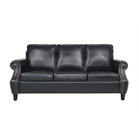 Contemporary Faux Leather Upholstered Sofa with Nailhead Accents