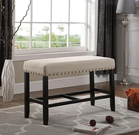 Fabric Counter Height Dining Bench with Nailhead Trim, Tan