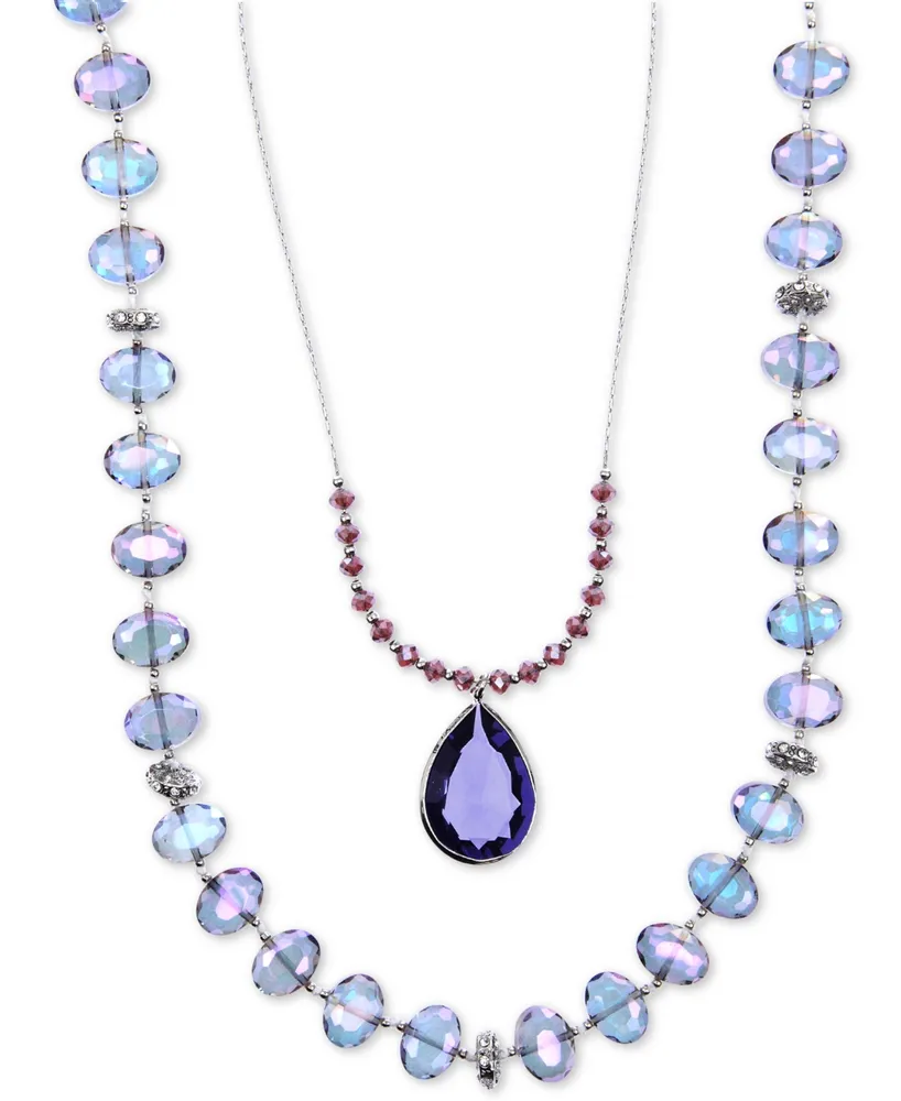 lonna & lilly Silver-Tone Blue Bead 2-in-1 Necklace