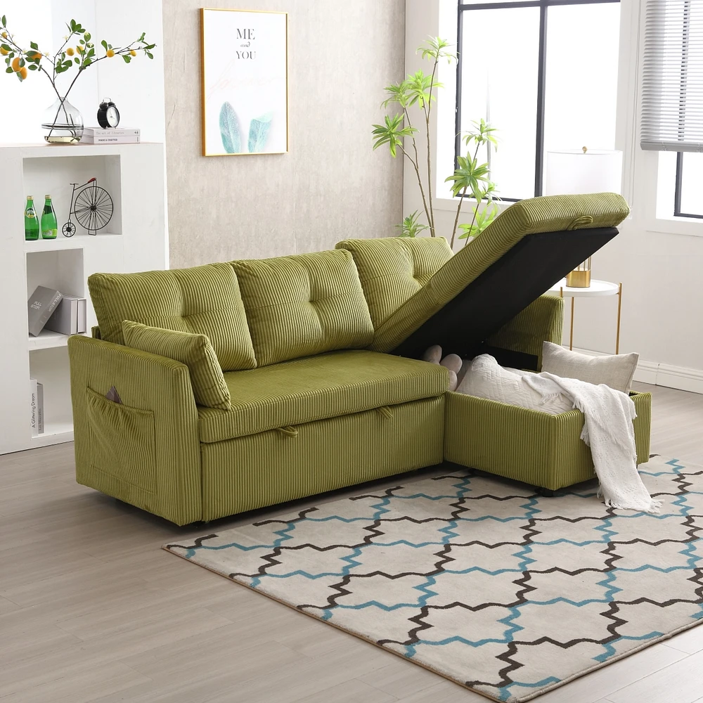 Spacious Modular Sofa with Hidden Storage and Durable Velvet Fabric