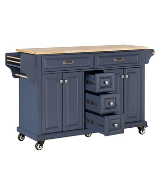 Cambridge Natural Wood Top Kitchen Island with Storage