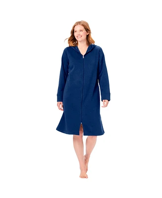 Dreams & Co. Women's Plus Short Hooded Sweatshirt Robe