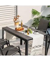 Rectangular Wicker Patio Dining Table for Outdoor Deck or Garden Seating