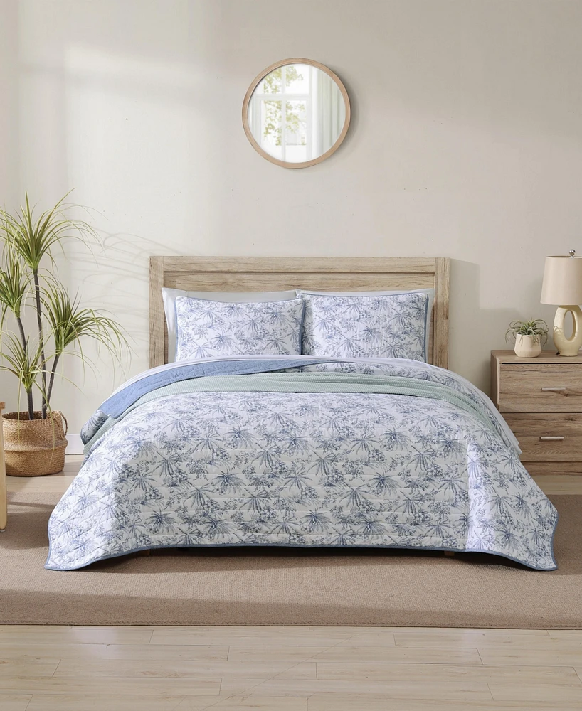 Tommy Bahama Home Pen And Ink Reversible 3 Piece Quilt Set