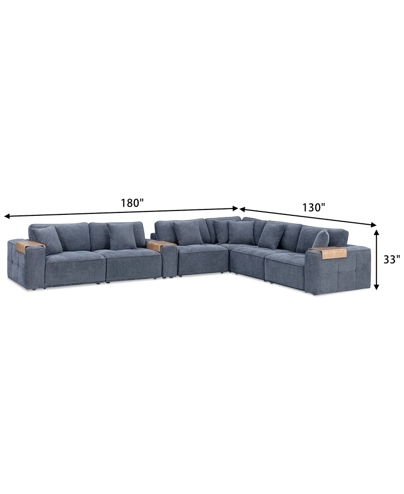 Nycolle -Pc. Modular Fabric L-Shape Sectional with 1 Console