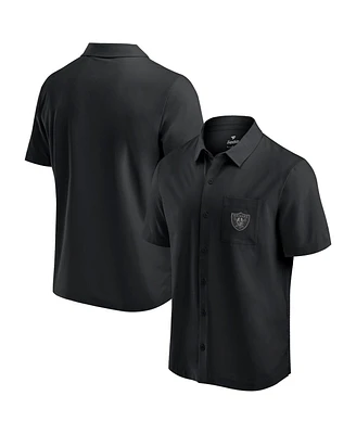 Fanatics Men's Black Las Vegas Raiders Front Office Button-Up T-Shirt