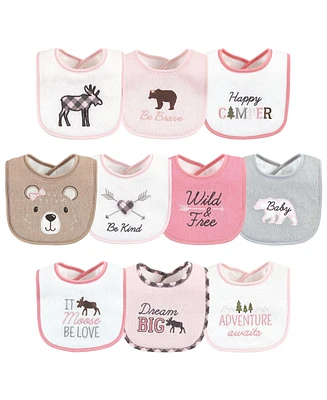 Hudson Baby Infant Boy Cotton Terry Drooler Bibs with Fiber Filling 10pk