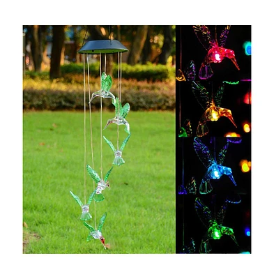 Hummingbird Solar Led Light Wind Chimes Home Garden Xmas Gift Decor Lamp Us