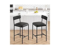 Bar Stools Set of 2, Barstool Set of 2, 25.5 Inches Upholstered Bar Chairs for 2, Counter Height Bar Stools Set for Island, Counter Bar, Retro Black