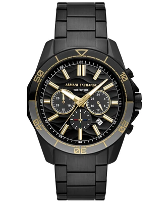A|X Armani Exchange Men's Quartz Chronograph Black Stainless Steel Watch 44MM