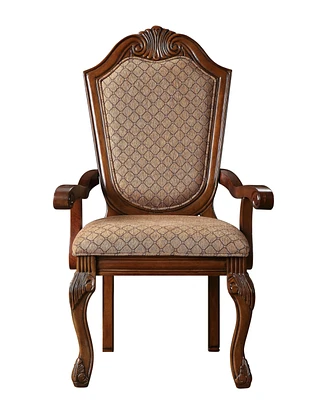 Luxury Brown Fabric Dining Chairs (Set of 6) Black Legs