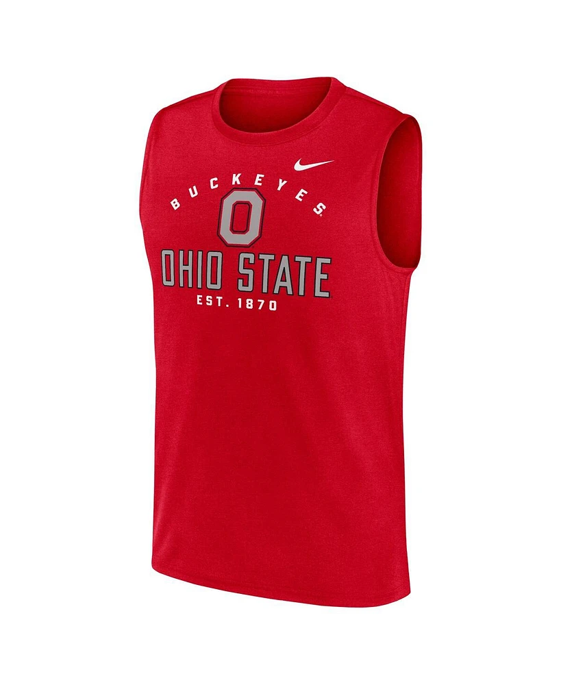 Nike Men's Scarlet Ohio State Buckeyes Primetime Legend Lock Up Performance Muscle Tank Top