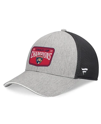 Fanatics Men's Gray/Charcoal Florida Panthers 2024 Stanley Cup Champions Locker Room Meshback Structured Adjustable Hat