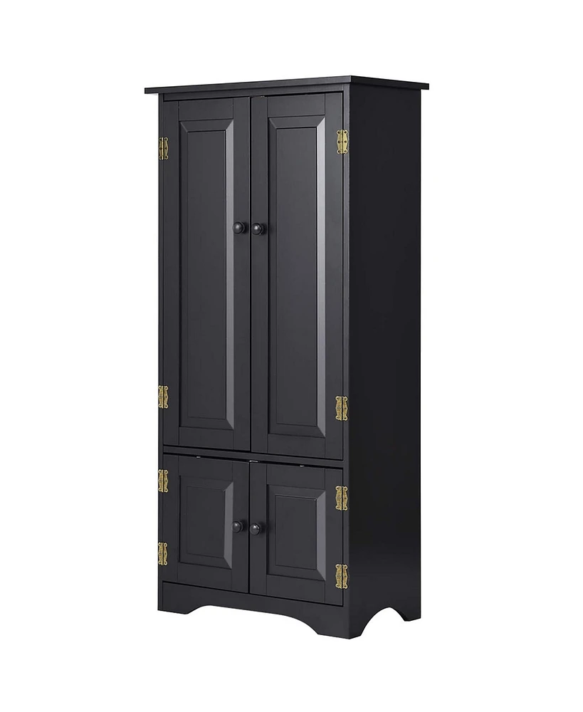 Accent Storage Cabinet Adjustable Shelves Antique 2 Door Floor Cabinet Cream