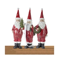 Slickblue Frosted Long John Santa With Pine And List Accent (Set of 3)