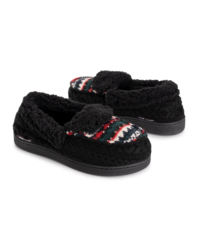 Muk Luks Women's Anais Moccasin Slippers, Oatmeal Birdseye, XLarge