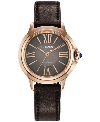 Citizen Eco-Drive Women's Ceci Brown Apple Material Strap Watch 34mm