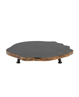 Tree Disc Pedestal Tray Set – Natural Wood Riser Stands for Rustic Centerpiece or Display Decor
