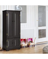 Accent Storage Cabinet Adjustable Shelves Antique 2 Door Floor Cabinet Cream