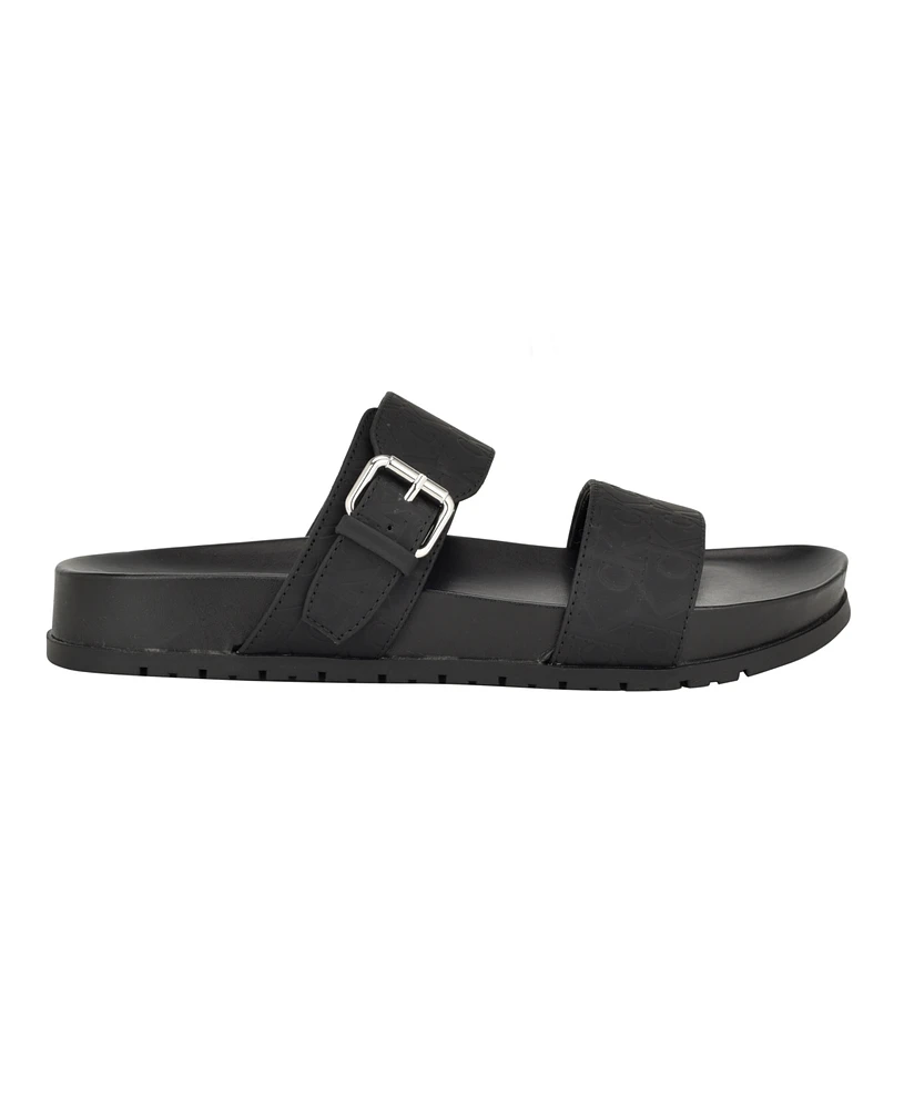 Calvin Klein Women's Landesa Double Band Flat Slip-On Sandals