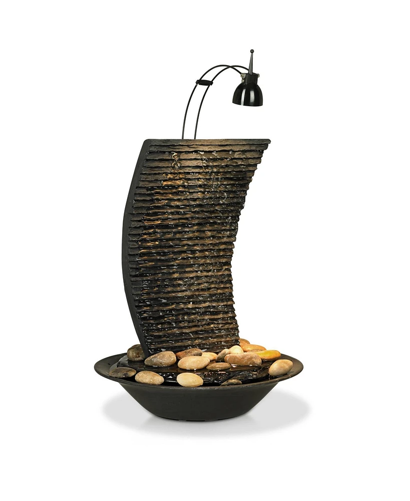 Water Ripple 17 1/4" High Small Zen Modern Indoor Decor Faux Stone Tabletop Fountain with Light Rock Waterfall Bowl Water Feature for Desk Relaxa