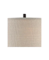 Cody Modern Industrial Rustic Table Lamps 26" High Set of 2 Hammered Oiled Bronze Brown Oatmeal Linen Drum Shade for Living Room Bedroom House Be