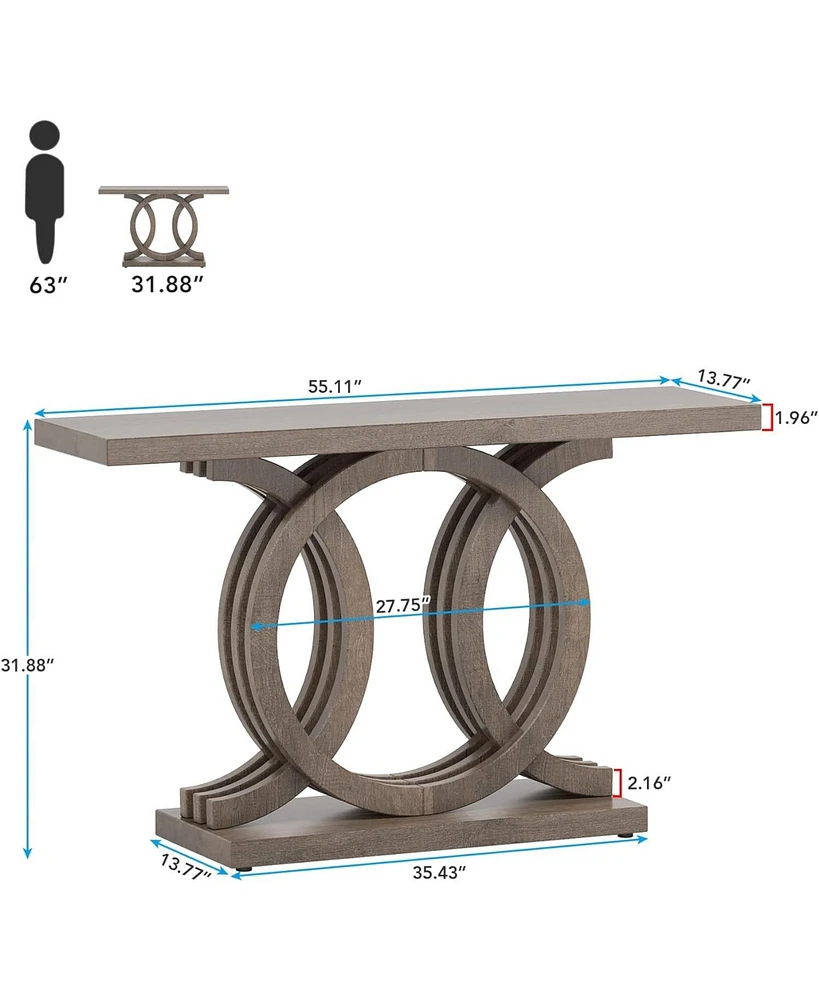 Tribesigns 55 inches Console Table with Unique Base, Farmhouse Hallway Table, Wooden Entryway Modern Sofa for Living Room, Long Ac